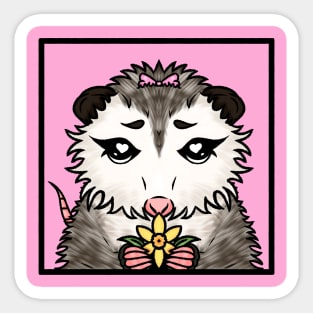 Cute opossum with daffodil Sticker